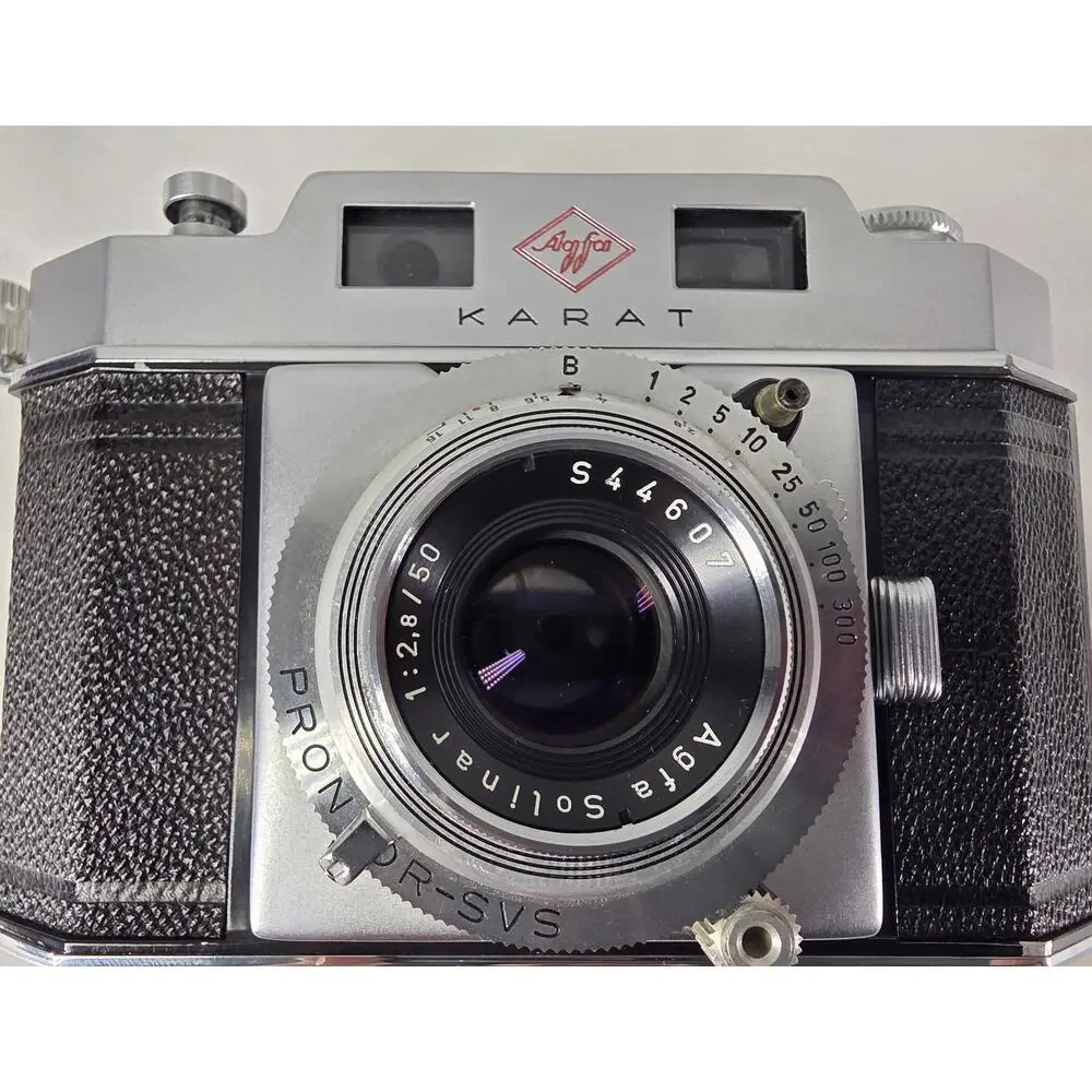 AGFA KARAT IV 35MM CAMERA - SOLINAR 50MM F/2.8 LENS + OPTIMA BLITZ FLASH VINTAGE